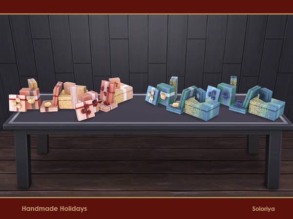 Sims 4 — Handmade Holidays. Gifts by soloriya — Seven gifts in one mesh. You can place them on any surfaces. Part of
