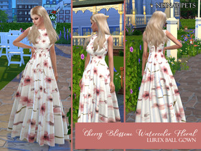 Sims 4 — Cherry Blossom Watercolor Floral Ball Gown (MESH NEEDED) by neinahpets — This beautiful, watercolor cherry