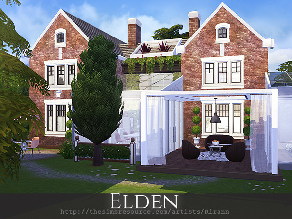 Sims 4 — Elden by Rirann — Elden is a cosy home for a middle sim family. Fully furnished and decorated. Inside: living