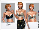 Sims 4 — Striped stretch-knit bustier. by EsyraM — Bustier, inspired by Balmain 7 colors
