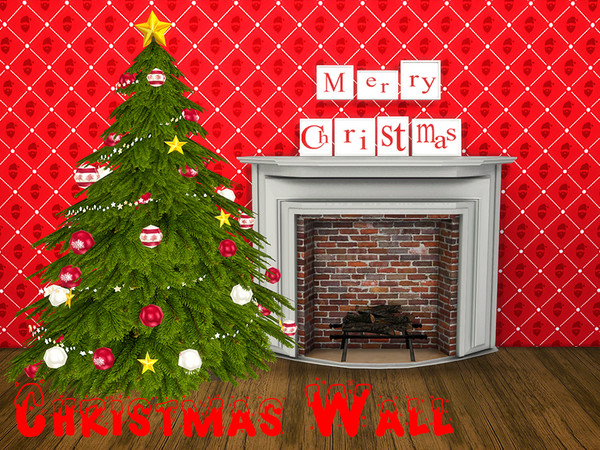 Sims 4 — Christmas Wall 9 by modelsims4 — Christmas Wall - 17 swatches (set 1 and 2) - Made with Sims4Studio and Adobe