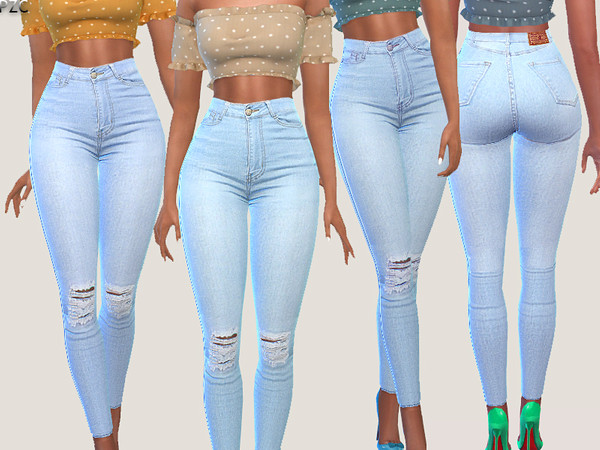 Sims 4 — Serenity Ripped  Denim Jeans by Pinkzombiecupcakes — -Available in 12 colors -CAS thumbnail -Hot and cold
