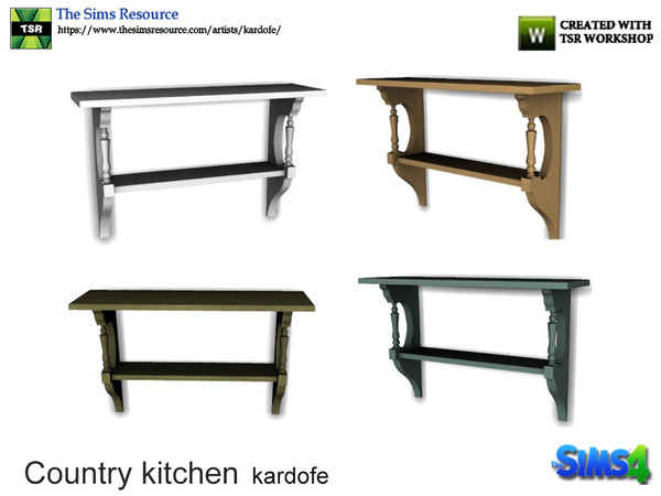 Sims 4 — kardofe_Country kitchen_Shelving by kardofe — Decorative shelving, ideal for displaying dishes, in four color