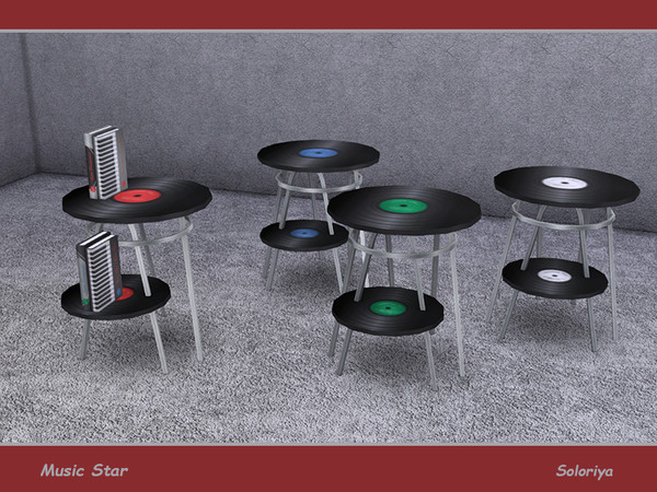 Sims 4 — Music Star. End Table, Vinyls by soloriya — End table with two decorative vinyls. Part of Music Star set. 4