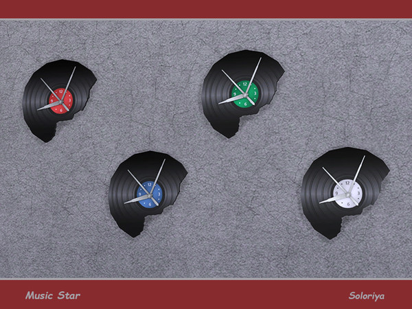 Sims 4 — Music Star. Clock Broken Vinyl by soloriya — Decorative wall clock, broken vinyl. Part of Music Star set. 4