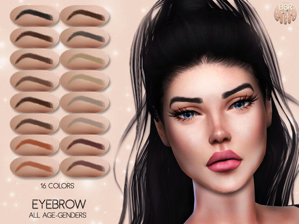 Sims 4 — Realistic Eyebrow BW02 by busra-tr — 16 Options Works with all of skins All Age For Female-Male Custom thumbnail