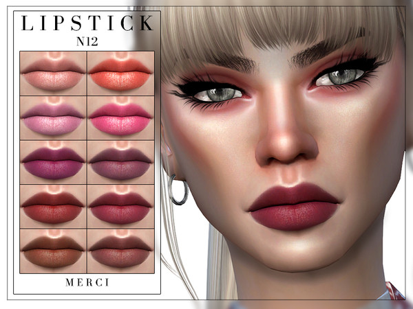 Sims 4 — Lipstick N12 by -Merci- — Lipstick in 16 Colours. HQ mod compatible. Unisex. Child-Elder. Have Fun!