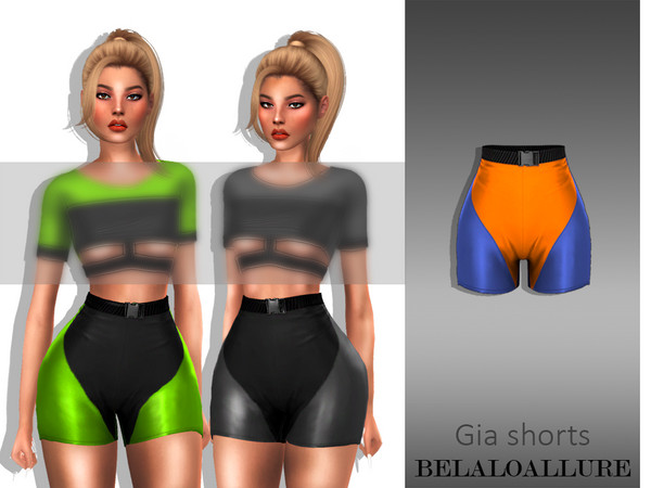 Sims 4 — Belaloallure_Gia shorts by belal19972 — Spandex shorts with buckle , enjoy .
