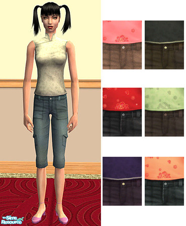 Sims 2 — Hip Mandarin Outfit - Set *UPDATED MESH* by yagami-sama — The Teen Female hip mandarin top outfit converted to