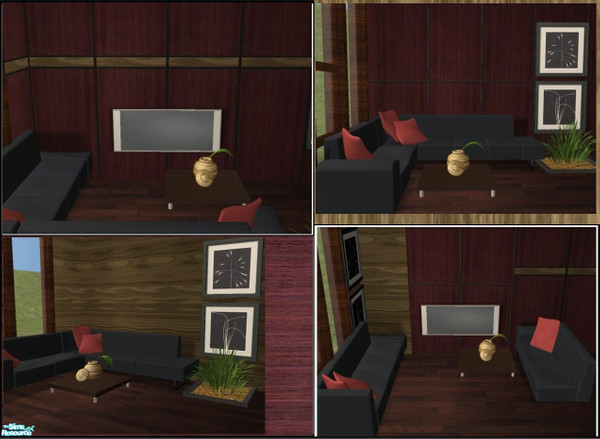 Sims 2 — Modern Paneling Set by BrooksHalten — This set includes 3 dark wood walls. You may use these freely, just give