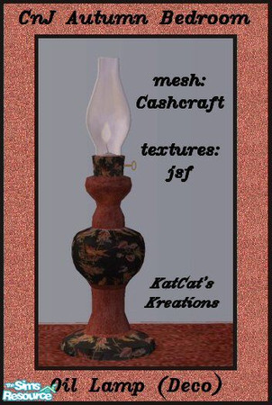 Sims 2 — CnJ Autumn Bedroom - Oil Lamp (Deco) by KatCat — Recolor of Cashcraft\'s \"Vintage Charm Bedroom - Oil Lamp