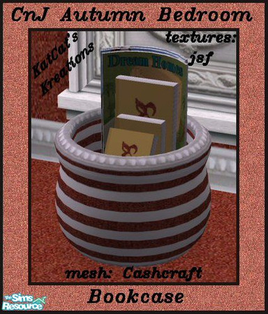 Sims 2 — CnJ Autumn Bedroom - Bookcase by KatCat — Recolor of Cashcraft\'s \"Vintage Charm Bedroom - Bookcase