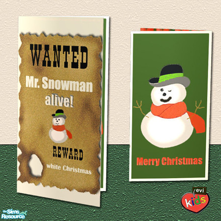 Sims 2 — evi Christmas Cards - White Xmas by evi — Wonderful mesh! The cards are big enough so you can read the message