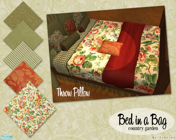 Sims 2 — Bed in a Bag - Country Garden - Throw Pillow by froilan — Everything you need in one neat package! Your sims
