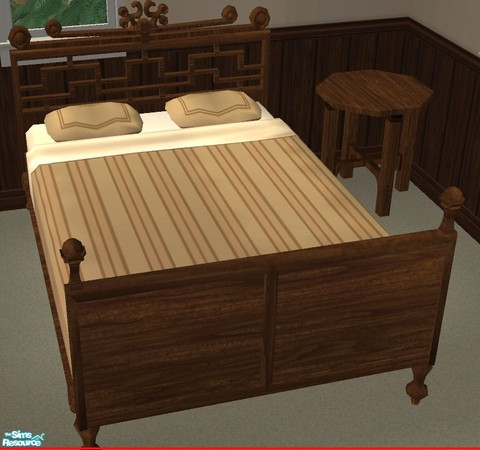 Sims 2 — His First Place,  The Bedframe. by TSR Archive — Sure, your Sister bought a cheap bed and painted it, because