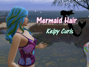 Sims 4 — Kelpy Curls Mermaid Hair by JujuAwesomeBeans — A seaweed studded 'do for all of your mermaid and other fantasy
