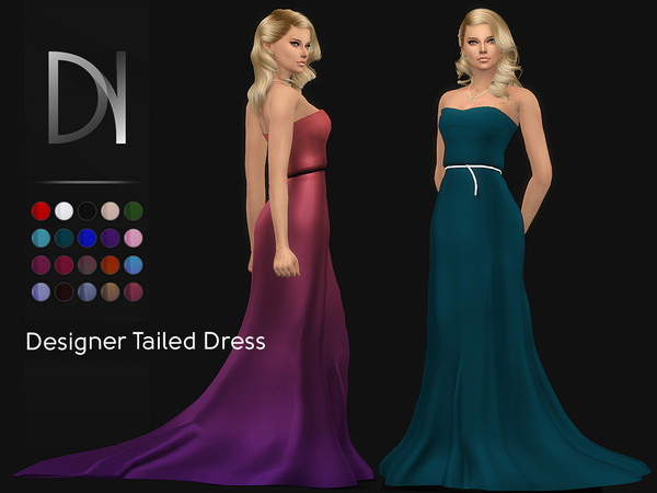 Sims 4 — Designer Tailed Dress [HQ] by DarkNighTt — Designer Tailed Dress Have 20 colors. Handmade texture. New Mesh. HQ