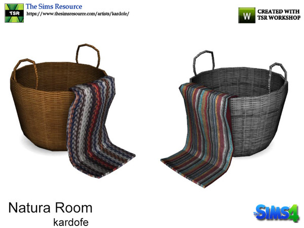 Sims 4 — kardofe_Natura Room_Basket by kardofe — Wicker basket with a blanket, has a slot to put inside what you want, in