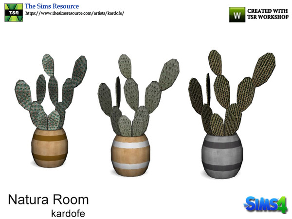 Sims 4 — kardofe_Natura Room_Cactus by kardofe — Cactus in a small barrel, in three different options 