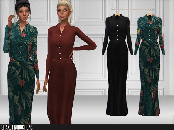 Sims 4 — ShakeProductions 225 - Long Dress by ShakeProductions — Full Body/Long Dresses New Mesh All LODs Handpainted 12