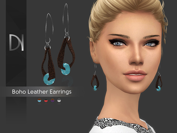 Sims 4 — Boho Leather Earrings [HQ] by DarkNighTt — Boho Leather Earrings Have 4 colors. HQ mod compatible. Hope you