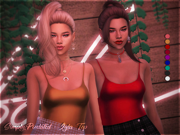 Sims 4 — SimplyPixelated - Iyla Top by Benevolence-c — - Comes in 9 swatches - NEW MESH by me - Custom Thumbnail