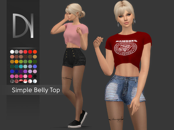 Sims 4 — Simple Belly Top [HQ] by DarkNighTt — Simple Belly Top Have 42 colors. Handmade texture. New Mesh. HQ mod