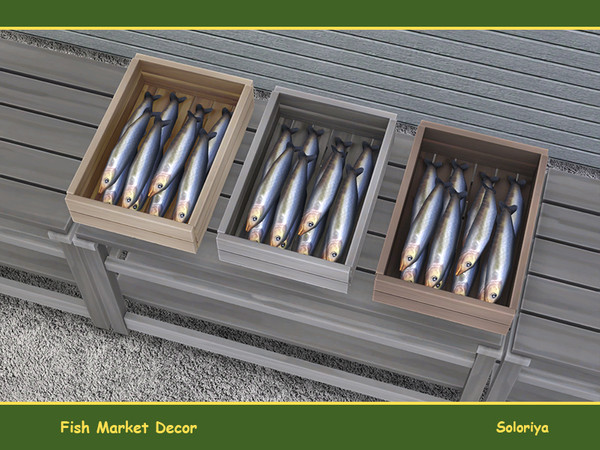 Sims 4 — Fish Market Decor. Crate with Fish, v2 by soloriya — Wooden crate with fish, version 2. Part of Fish Market