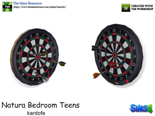 Sims 4 — kardofe_Natura Bedroom_Dartboard by kardofe — Wall target with darts, only decorative, in two color options 