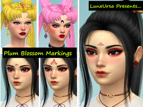 Sims 4 — Chinese Plum Blossom Forehead Makeup + Sailor Moon Crescents by LunuxUrsa — -18 Swatches -2 Sailor Moon
