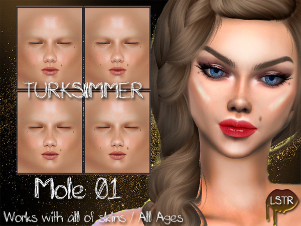 Sims 4 — LS: Mole 01 by Daph's — 4 Colors Works with all of skins All ages For; Female-Male