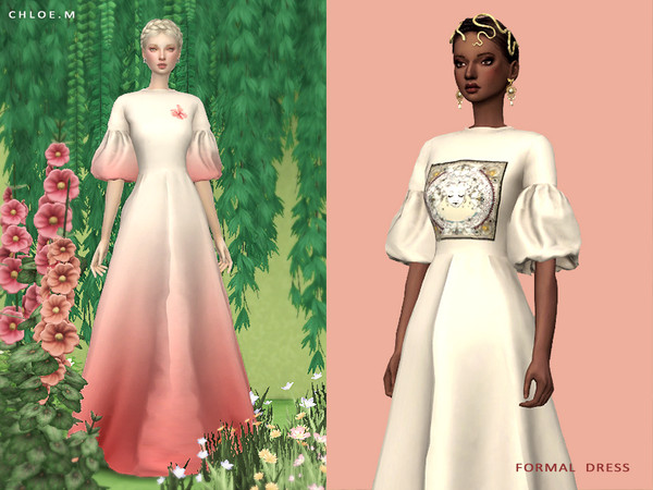 Sims 4 — ChloeM-Formal Dress2 by ChloeMMM — **4 colors ** New mesh by me. ** Recolor is allowed but PLEASE DO NOT include