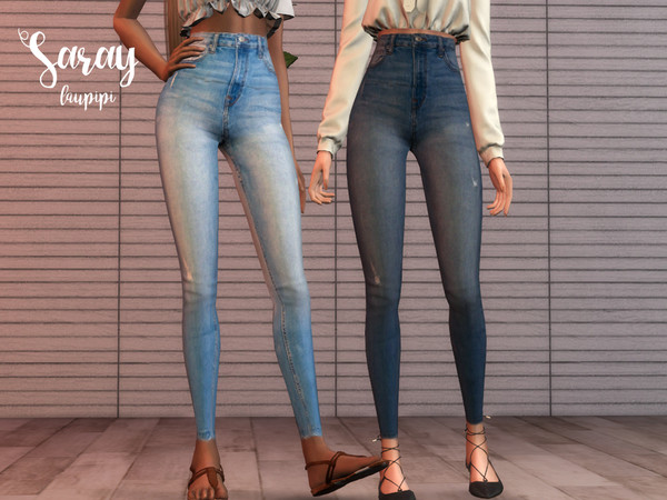 Sims 4 — Saray by laupipi2 — New pair of super high waisted jeans -4 Swatches