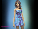Sims 4 — Recolored Blue Floral Dress by PrettyNPinkGirl — Sweetheart neckline dress, base game recolor. One swatch, blue