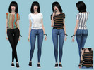 Sims 4 — Striped T-Shirts (Mesh needed!) by Hannkah — This t-shirt collection has got 39 swatches with striped fabrics of