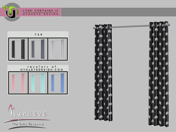 Sims 4 — Lyne Curtains II - Medium Curtains 3x1 by NynaeveDesign — Lyne Curtains II - Medium Curtains 3x1 Located in
