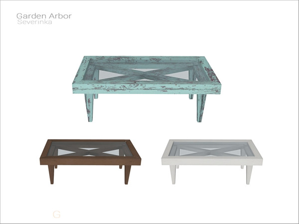Sims 4 — [Garden Arbor] - coffee table by Severinka_ — Coffee table with glass top From the set 'Garden Arbor' Build /