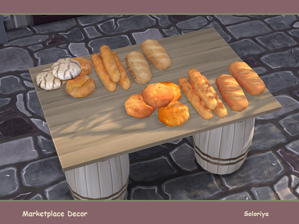Sims 4 — Marketplace Decor. Bread, v2 by soloriya — Nine pieces of bread in one mesh. Decorative item. Part of Market