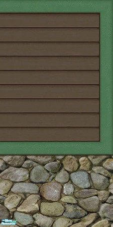 Sims 2 — Brown & Green Siding Part 2 - Wall by karlik-nos — Brown and green horizontal paneling with a stone base for