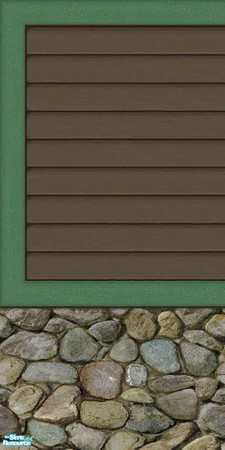 Sims 2 — Brown & Green Siding Part 2 - Wall by karlik-nos — Brown and green horizontal paneling with a stone base for
