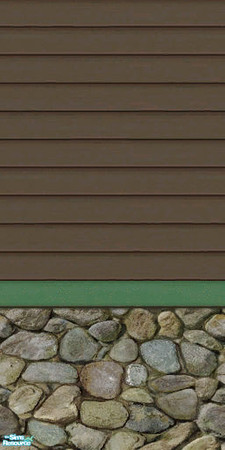 Sims 2 — Brown & Green Siding Part 2 - Wall by karlik-nos — Brown and green horizontal paneling with a stone base for