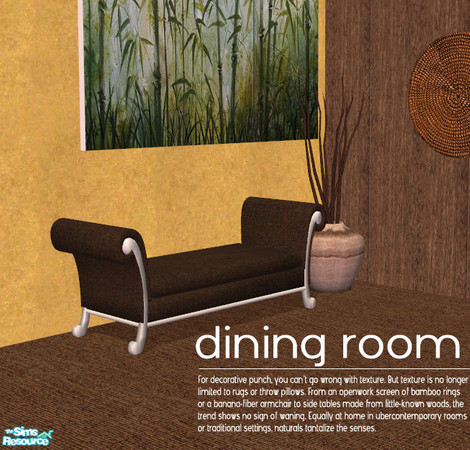 Sims 2 — Bamboo Dining Room - chaise by Nanshi — Recolour of Sims2Sisters dining room mesh and simtomatics blinds. You