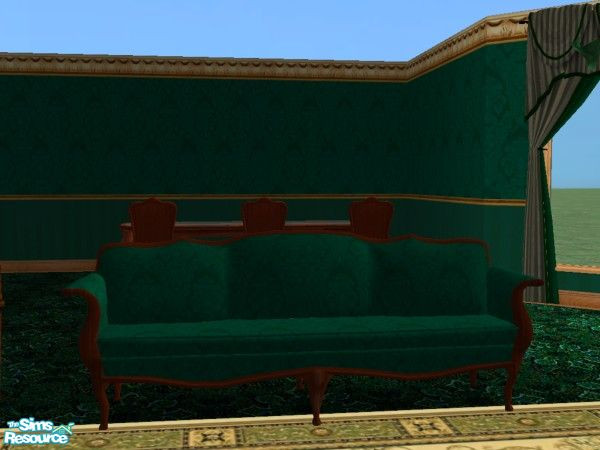 Sims 2 — Victorian Formal Drawing Room - Sofa by fizz bomb — A beautiful green Victorian sofa part of the Victorian