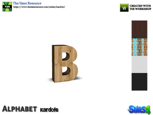 Sims 4 — Enter title here...kardofe_Alphabet_B by kardofe — Letter B, in five color options.you can change the size using