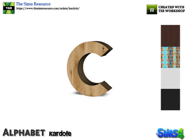 Sims 4 — kardofe_Alphabet_C by kardofe — Letter C, in five color options.you can change the size using the trick in the