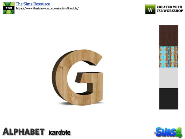 Sims 4 — kardofe_Alphabet_G by kardofe — Letter G, in five color options.you can change the size using the trick in the