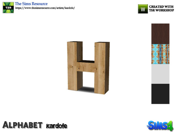 Sims 4 — kardofe_Alphabet_H by kardofe — Letter H, in five color options.you can change the size using the trick in the