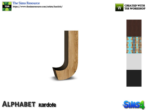 Sims 4 — kardofe_Alphabet_J by kardofe — Letter J, in five color options.you can change the size using the trick in the
