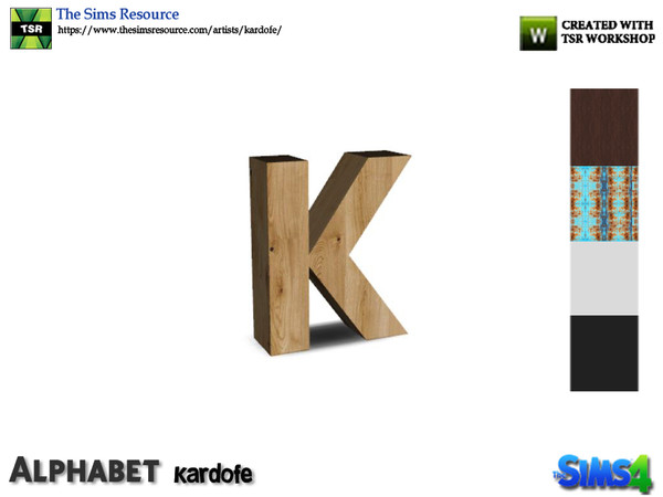 Sims 4 — kardofe_Alphabet_K by kardofe — Letter K, in five color options.you can change the size using the trick in the