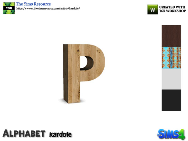 Sims 4 — kardofe_Alphabet_P by kardofe — Letter P, in five color options.you can change the size using the trick in the